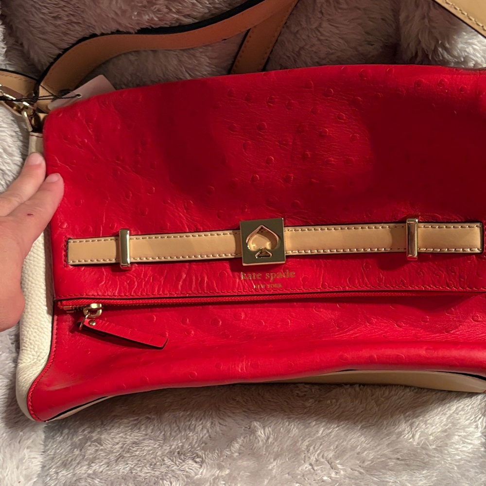 Kate Spade Vibrant Red and Cream Crossbody or Shoulder Bag